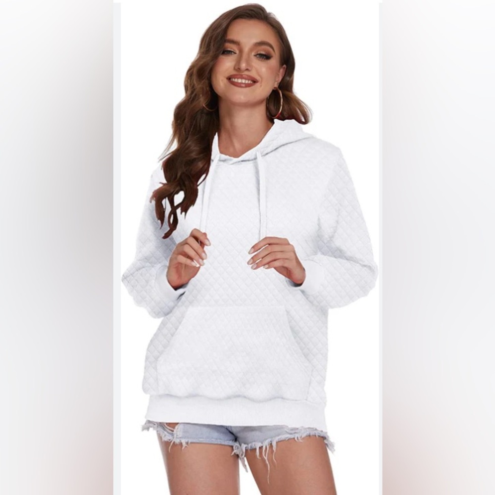 Princess Polly White Hoodie Styli Regular Length Textured | New without Tags